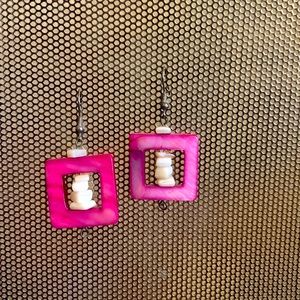 Pink squared earrings